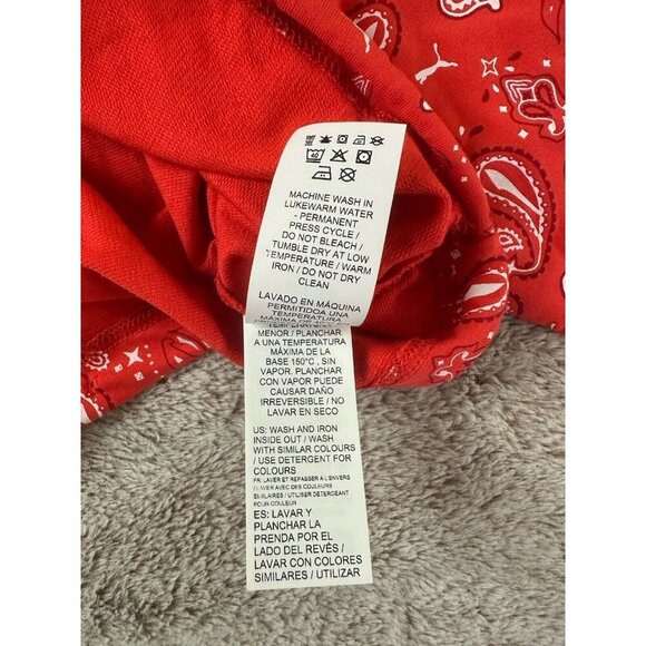 Puma off beat paisley cropped sweatshirt Drawstring Size Small Poppy red - Picture 7 of 10